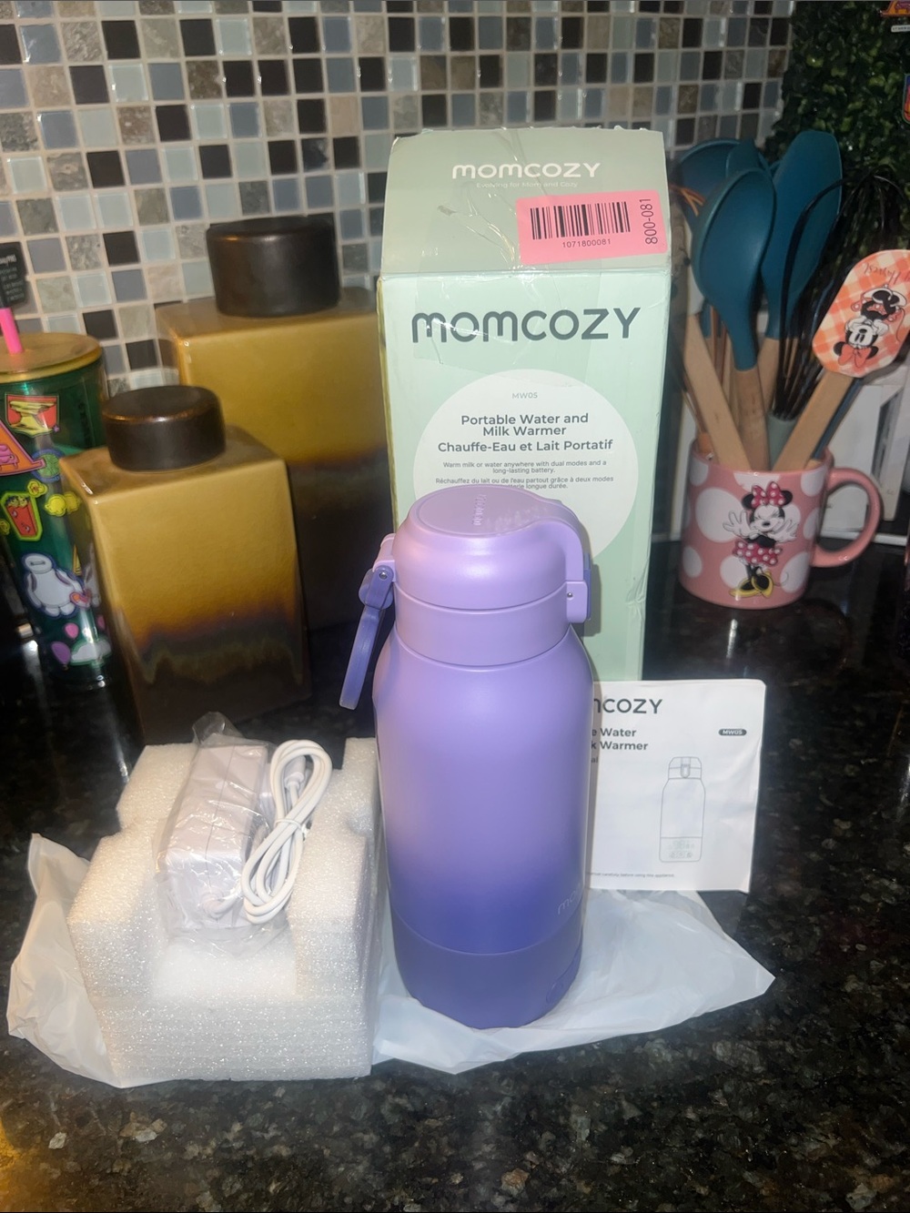 New momcozy Portable Water & Milk Warmer - Lavender Ombre
